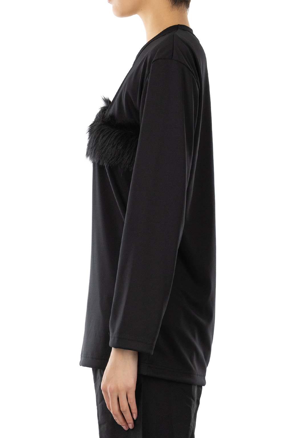 Comme Des Garcons Comme Des Garcons  - Faux Fur Stripe Long-Sleeve T-Shirt - Black