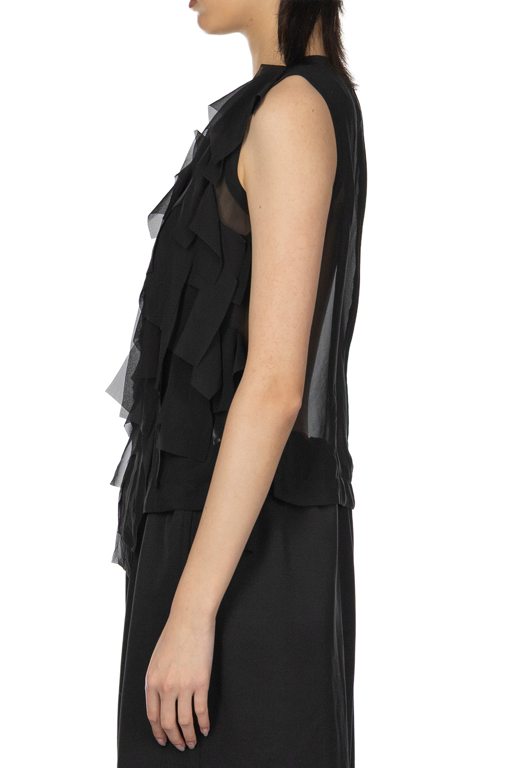 Comme Des Garcons Comme Des Garcons  - Garment Washed Polyester Sleeveless Blouse - Black