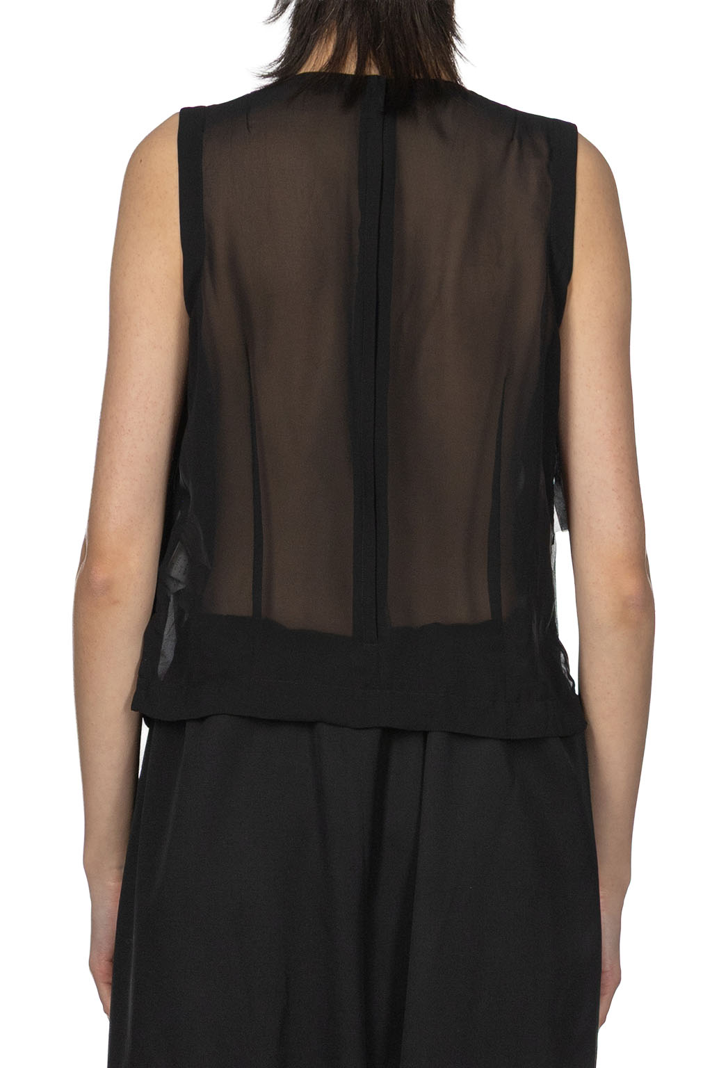 Comme Des Garcons Comme Des Garcons  - Garment Washed Polyester Sleeveless Blouse - Black