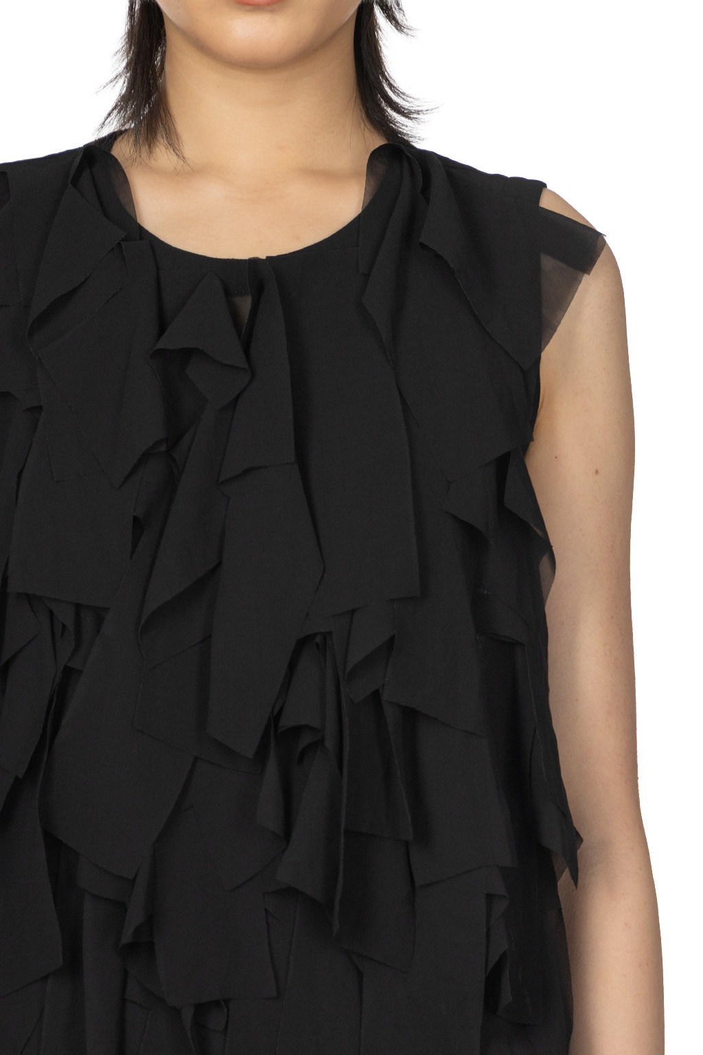 Comme Des Garcons Comme Des Garcons  - Garment Washed Polyester Sleeveless Blouse - Black