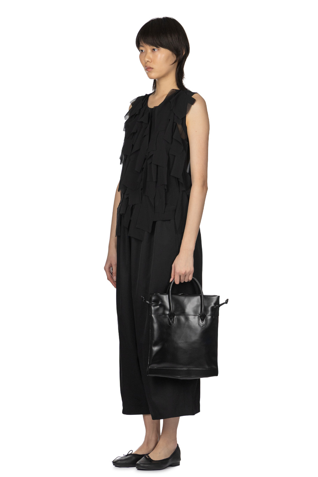 Comme Des Garcons Comme Des Garcons  - Garment Washed Polyester Sleeveless Blouse - Black