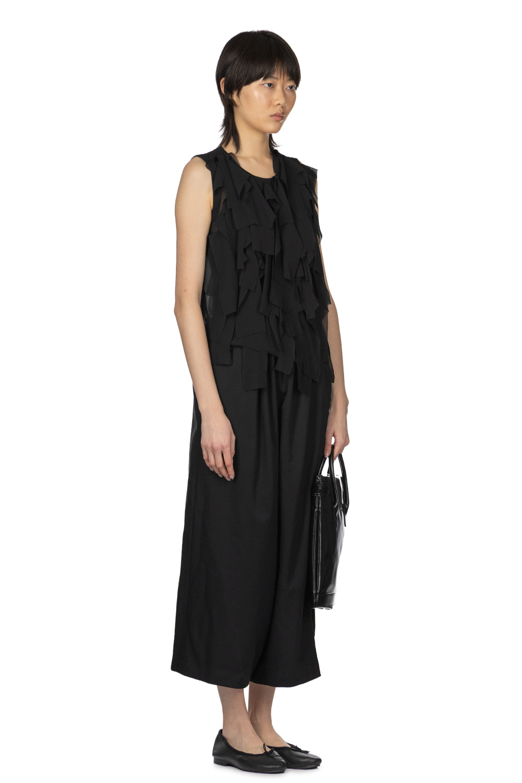 Comme Des Garcons Comme Des Garcons  - Garment Washed Polyester Sleeveless Blouse - Black