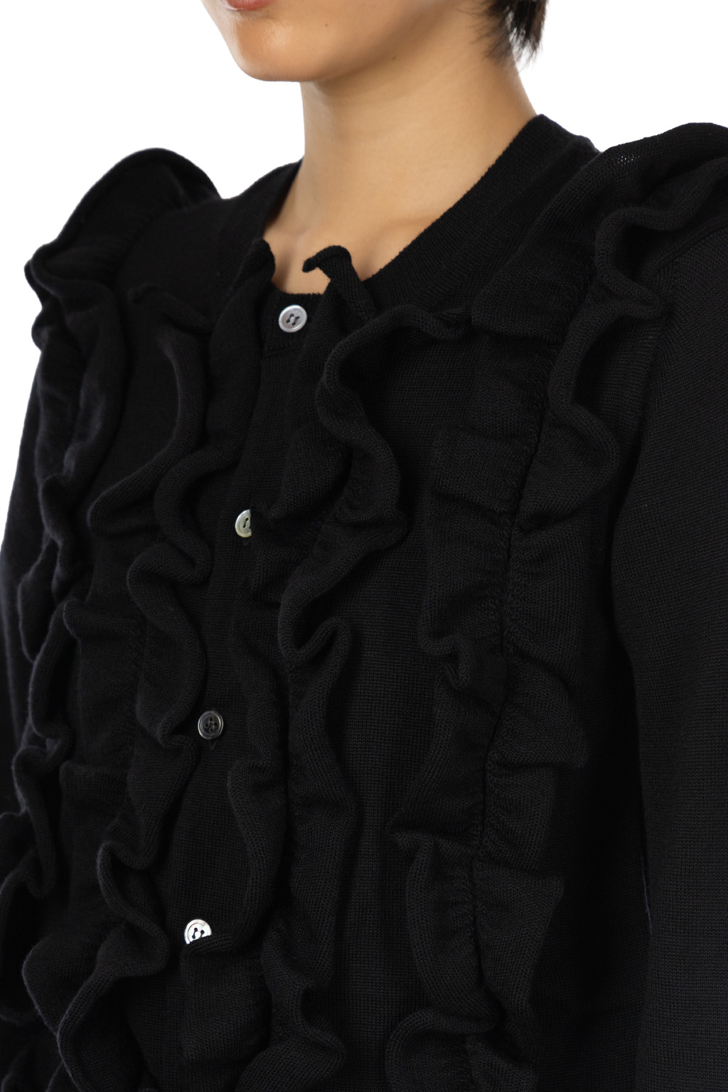 Comme Des Garcons Comme Des Garcons  - Ruffle Button up Cardigan - Black