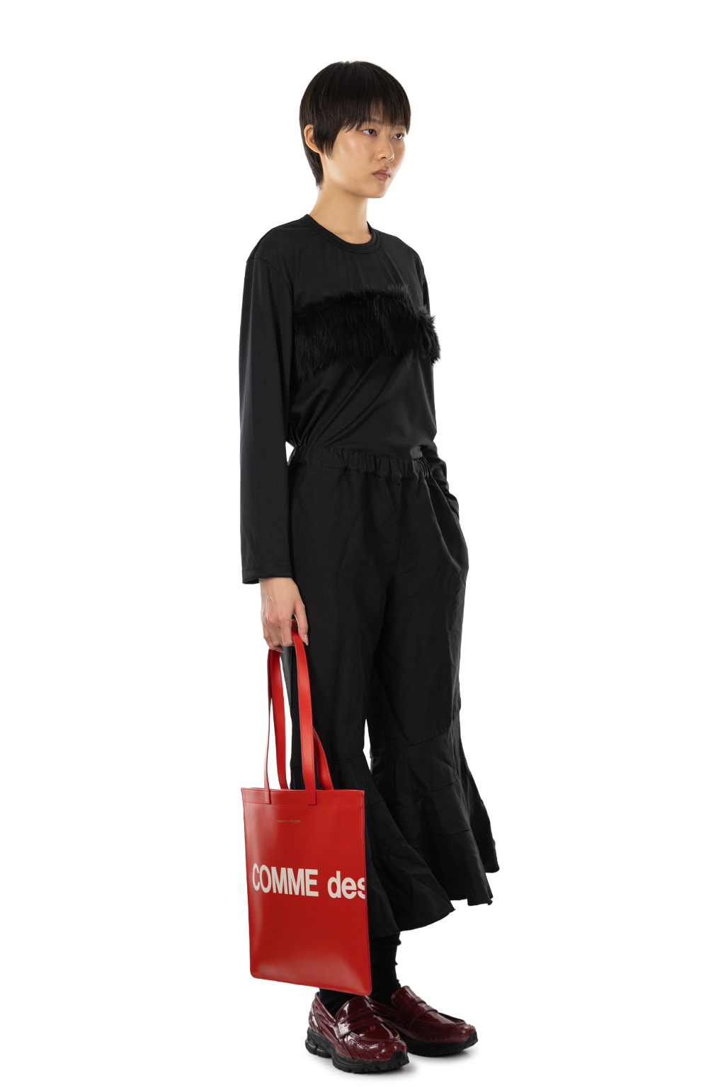 Comme Des Garcons Comme Des Garcons  - Ruffle Hem Trousers - Black