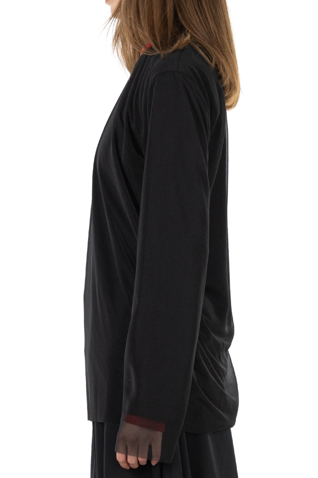Comme Des Garcons Comme Des Garcons  - Worsted Wool Jersey Polyester Top - Black x Black