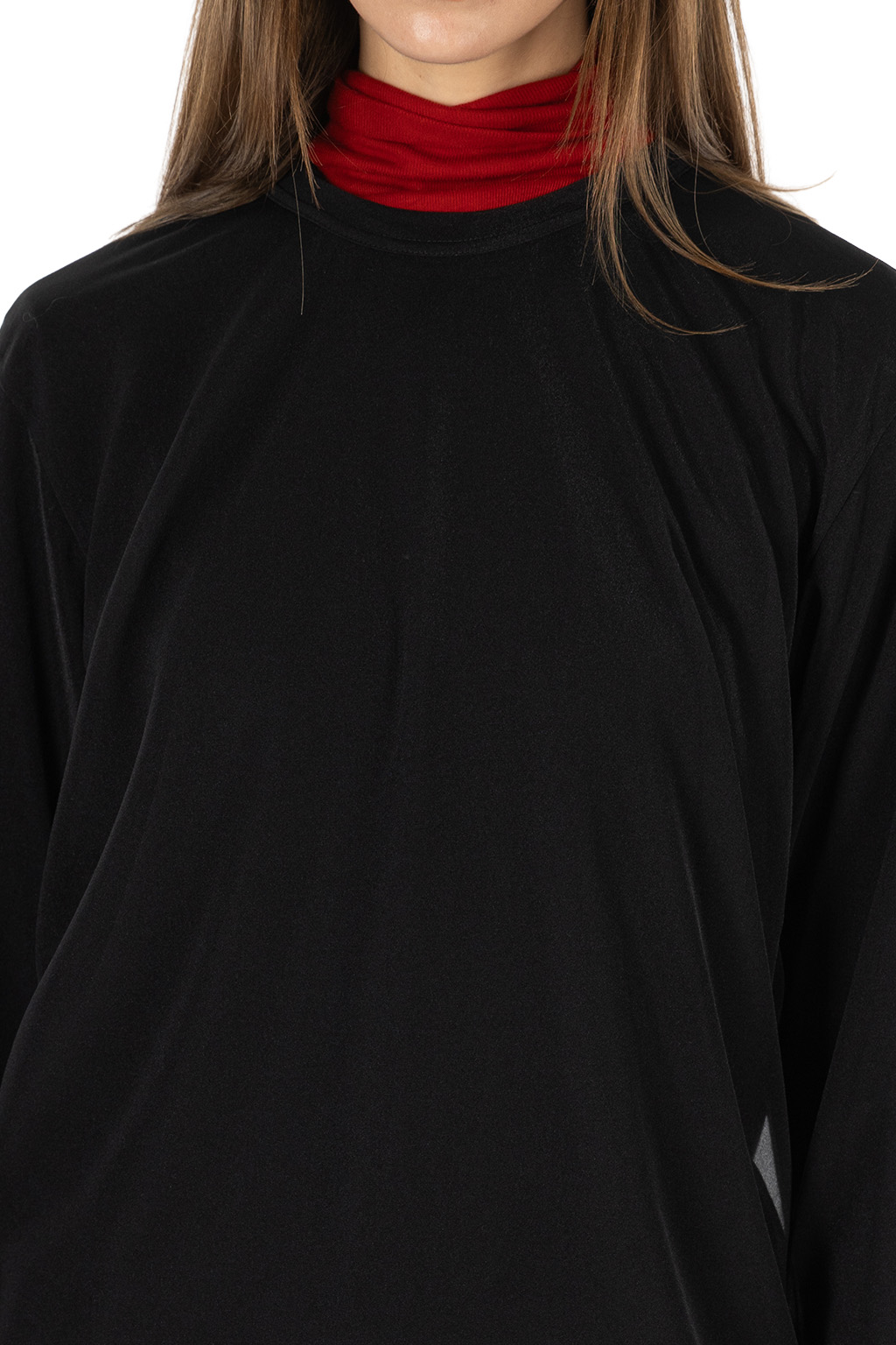Comme Des Garcons Comme Des Garcons  - Worsted Wool Jersey Polyester Top - Black x Black