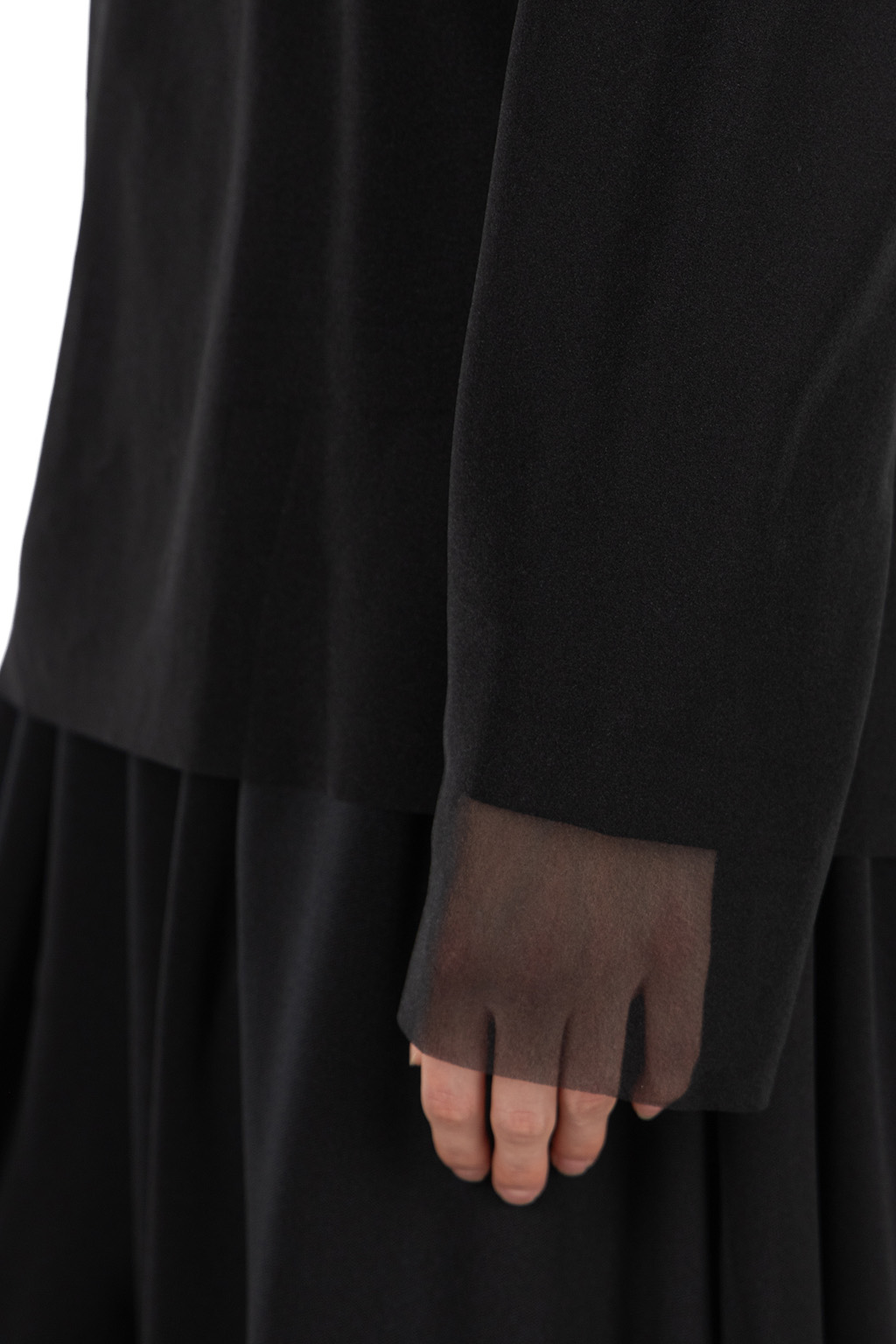 Comme Des Garcons Comme Des Garcons  - Worsted Wool Jersey Polyester Top - Black x Black