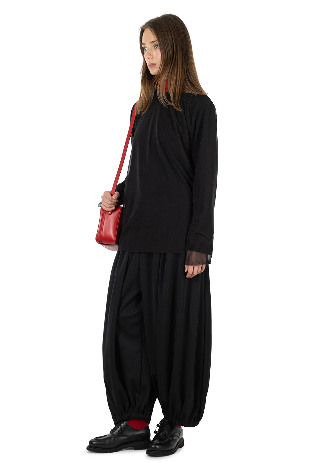 Comme Des Garcons Comme Des Garcons  - Worsted Wool Jersey Polyester Top - Black x Black