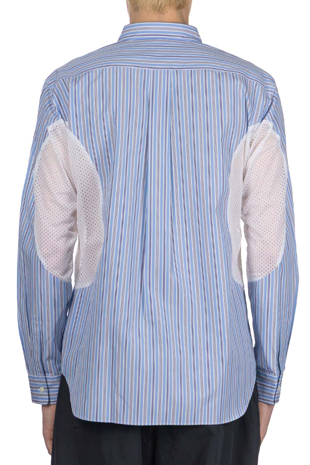 Comme Des Garcons Homme Deux - LS Stripe Shirt With Arm Detail - Sax x White x Blue
