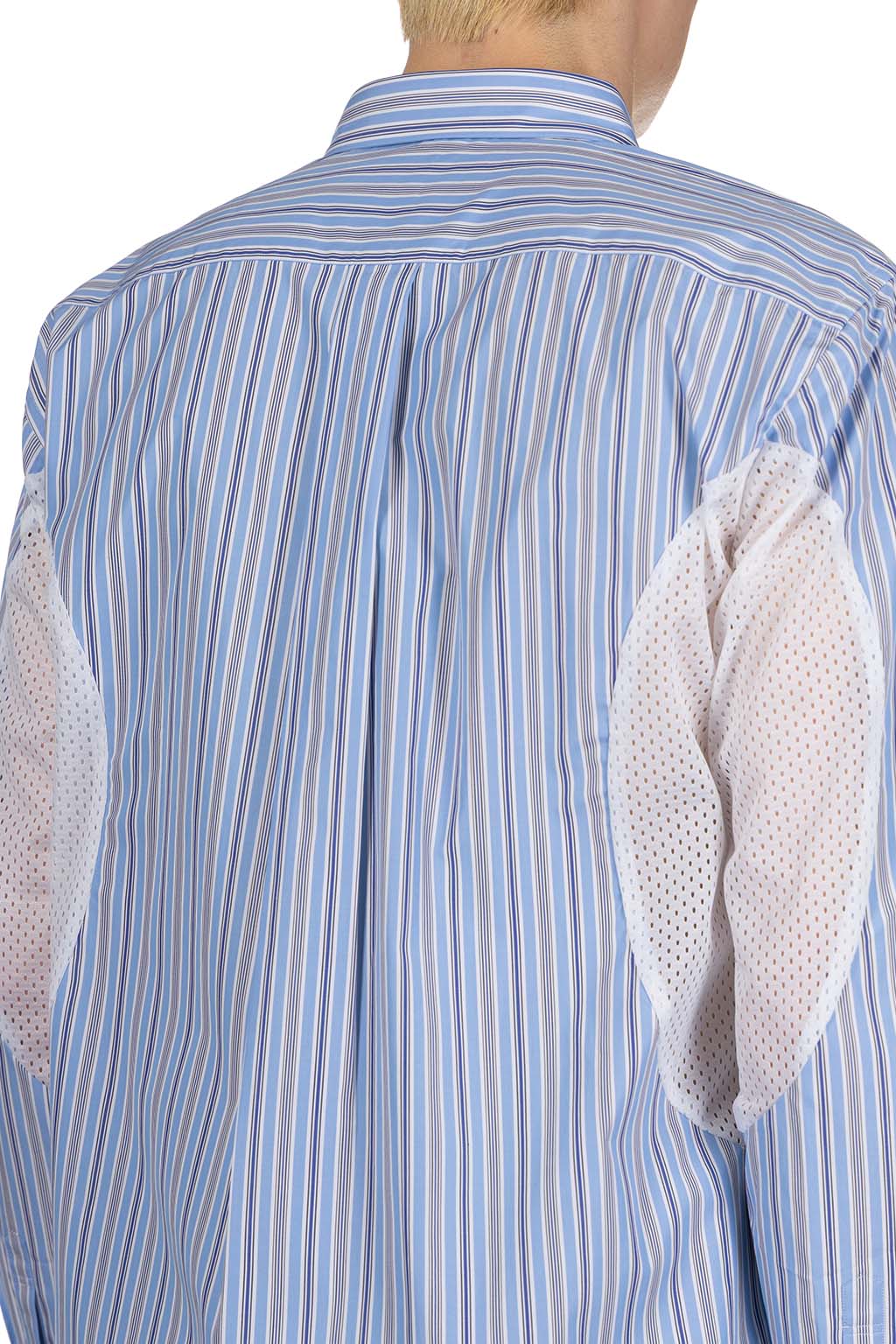 Comme Des Garcons Homme Deux - LS Stripe Shirt With Arm Detail - Sax x White x Blue