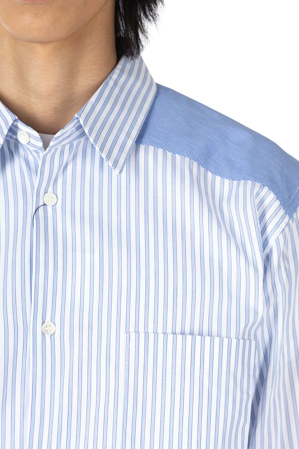 Comme Des Garcons Homme Deux - Patchwork Shirt - White Sax and Blue White