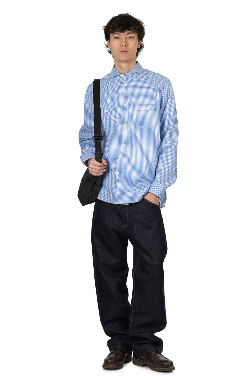 Comme Des Garcons Homme - Polyester Grid Check Pattern Shoulder Bag - Black x White