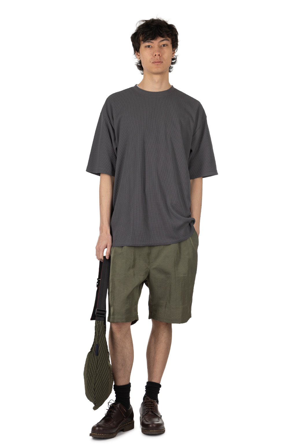 Comme Des Garcons Homme - Polyester Grid Check Pattern Shoulder Bag - Khaki x White