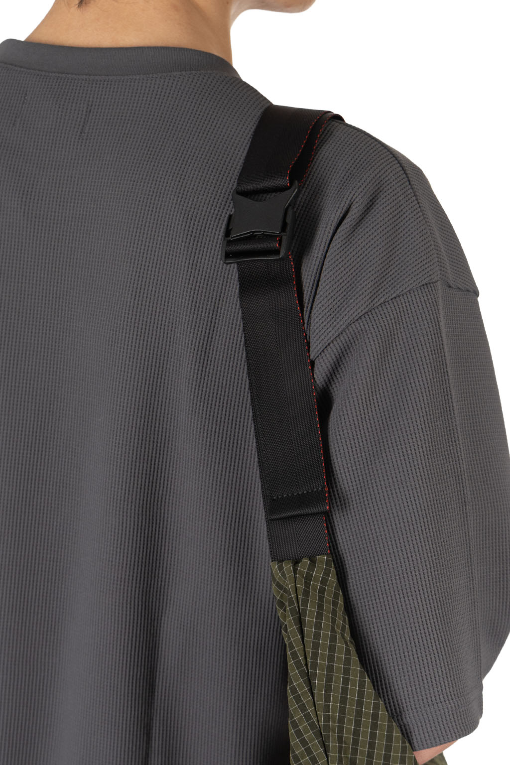 Comme Des Garcons Homme - Polyester Grid Check Pattern Shoulder Bag - Khaki x White