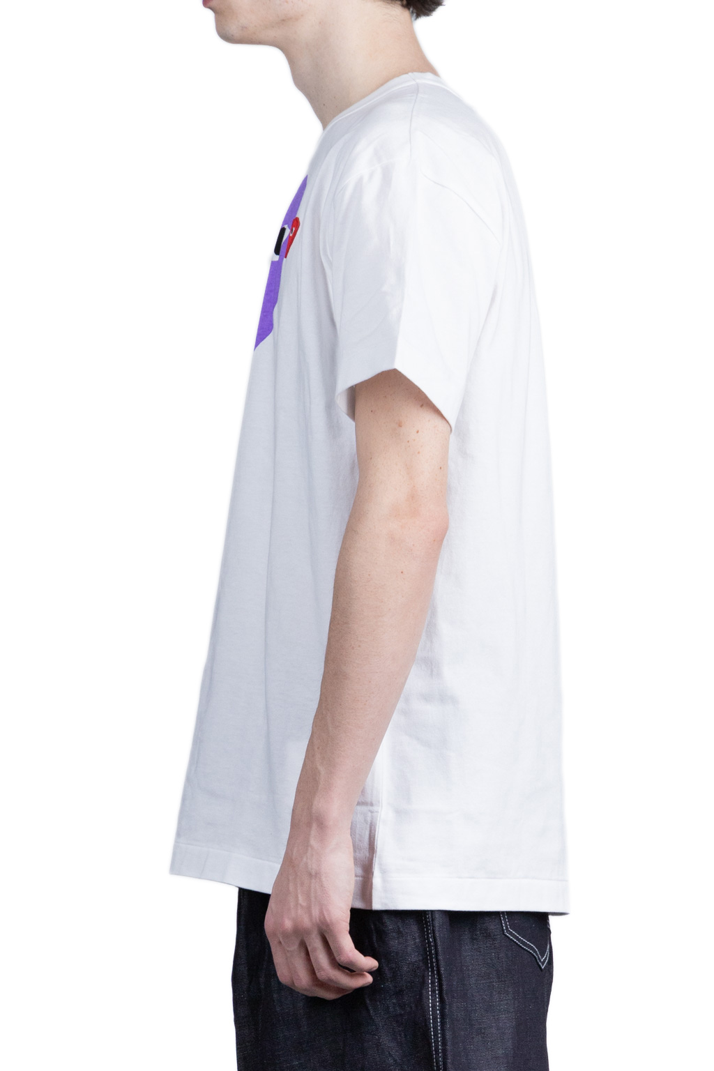 Comme Des Garcons Play Big x Small Purple Heart T-Shirt - White