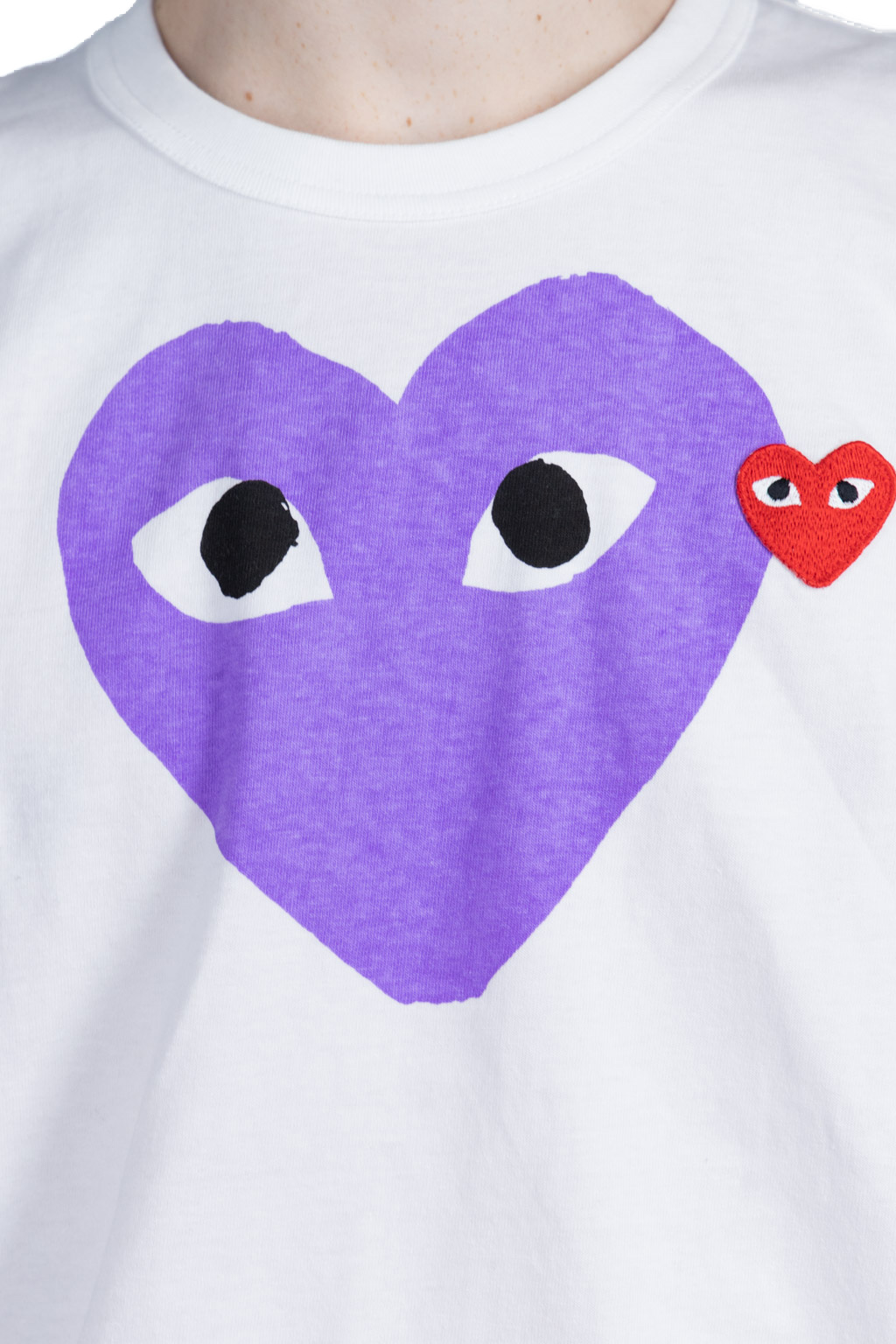 Comme Des Garcons Play Big x Small Purple Heart T-Shirt - White