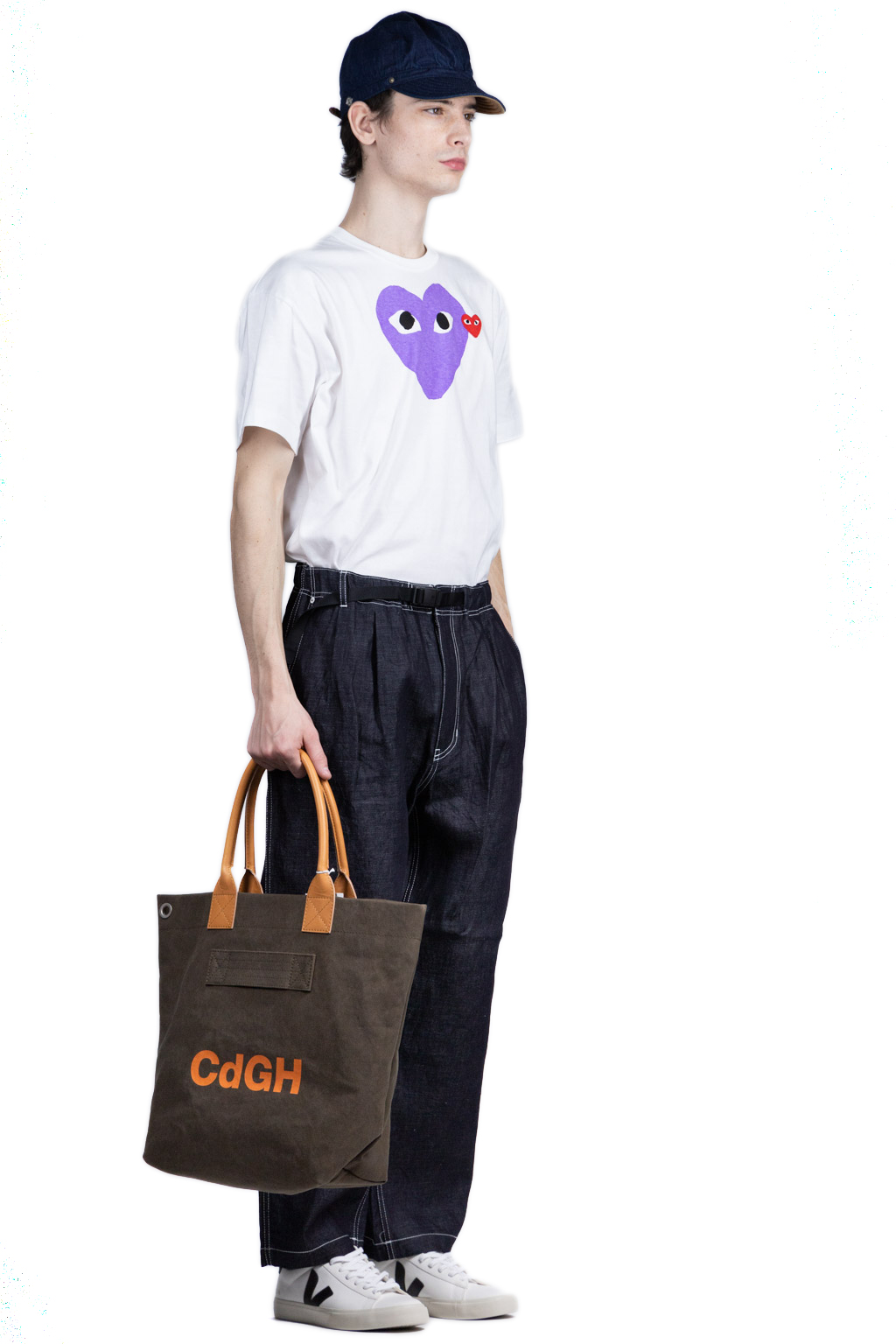 Comme Des Garcons Play Big x Small Purple Heart T-Shirt - White