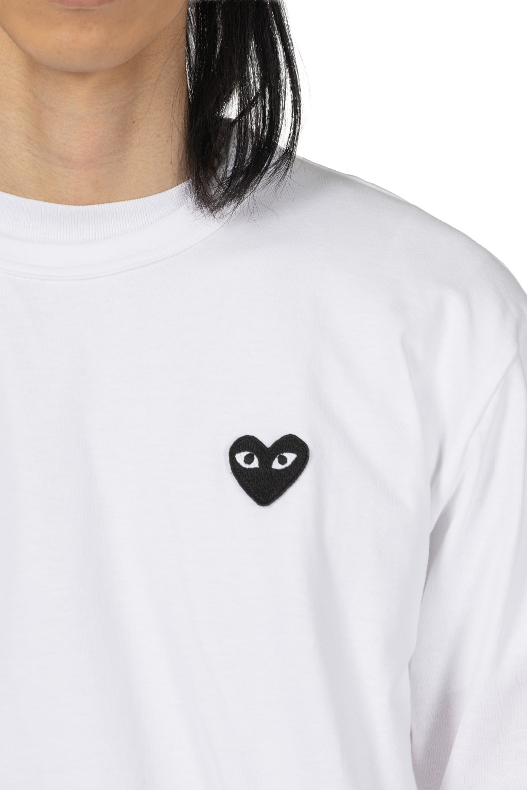 Comme Des Garcons Play Unisex Black Heart LS T-Shirt - White