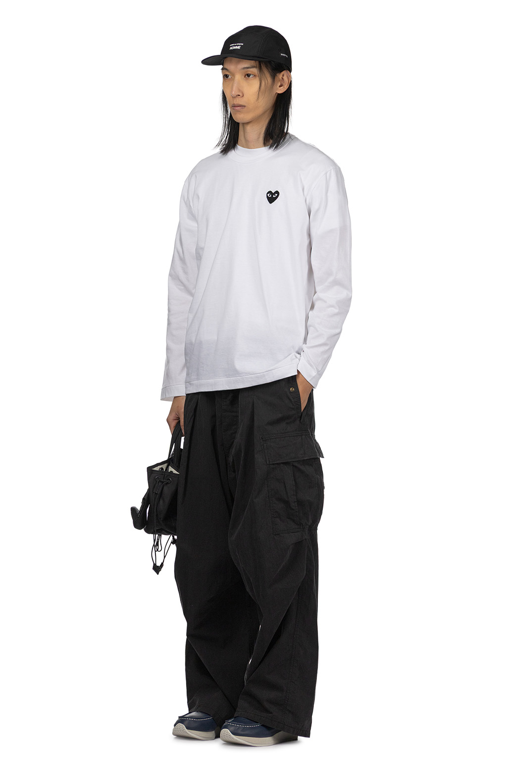 Comme Des Garcons Play Unisex Black Heart LS T-Shirt - White