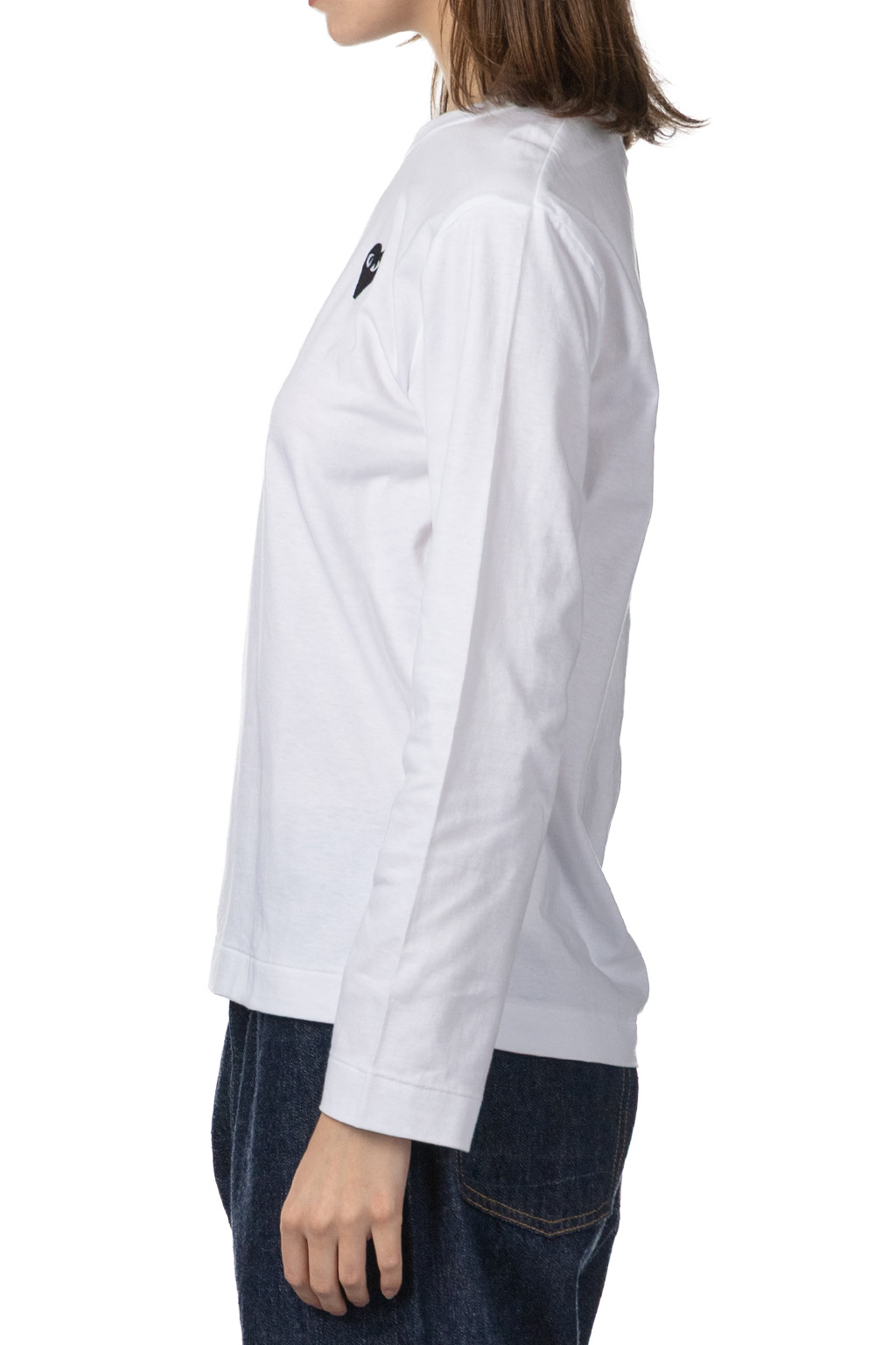 Comme Des Garcons Play Unisex Black Heart LS T-Shirt - White