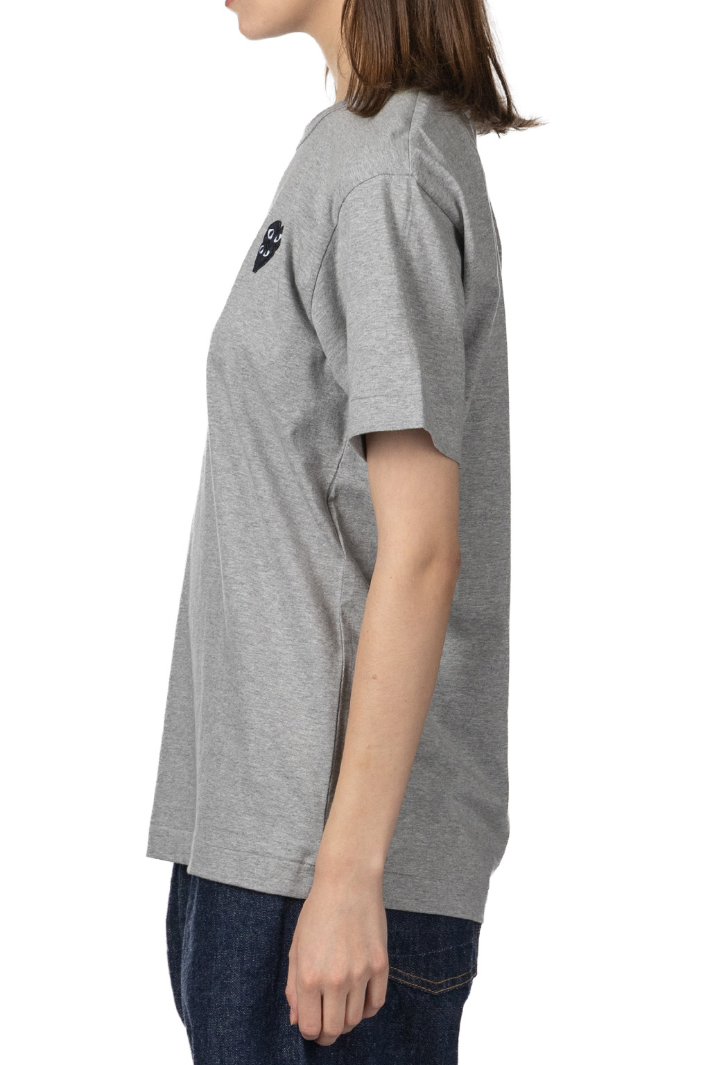 Comme Des Garcons Play Unisex Double Black Heart T-Shirt - Grey