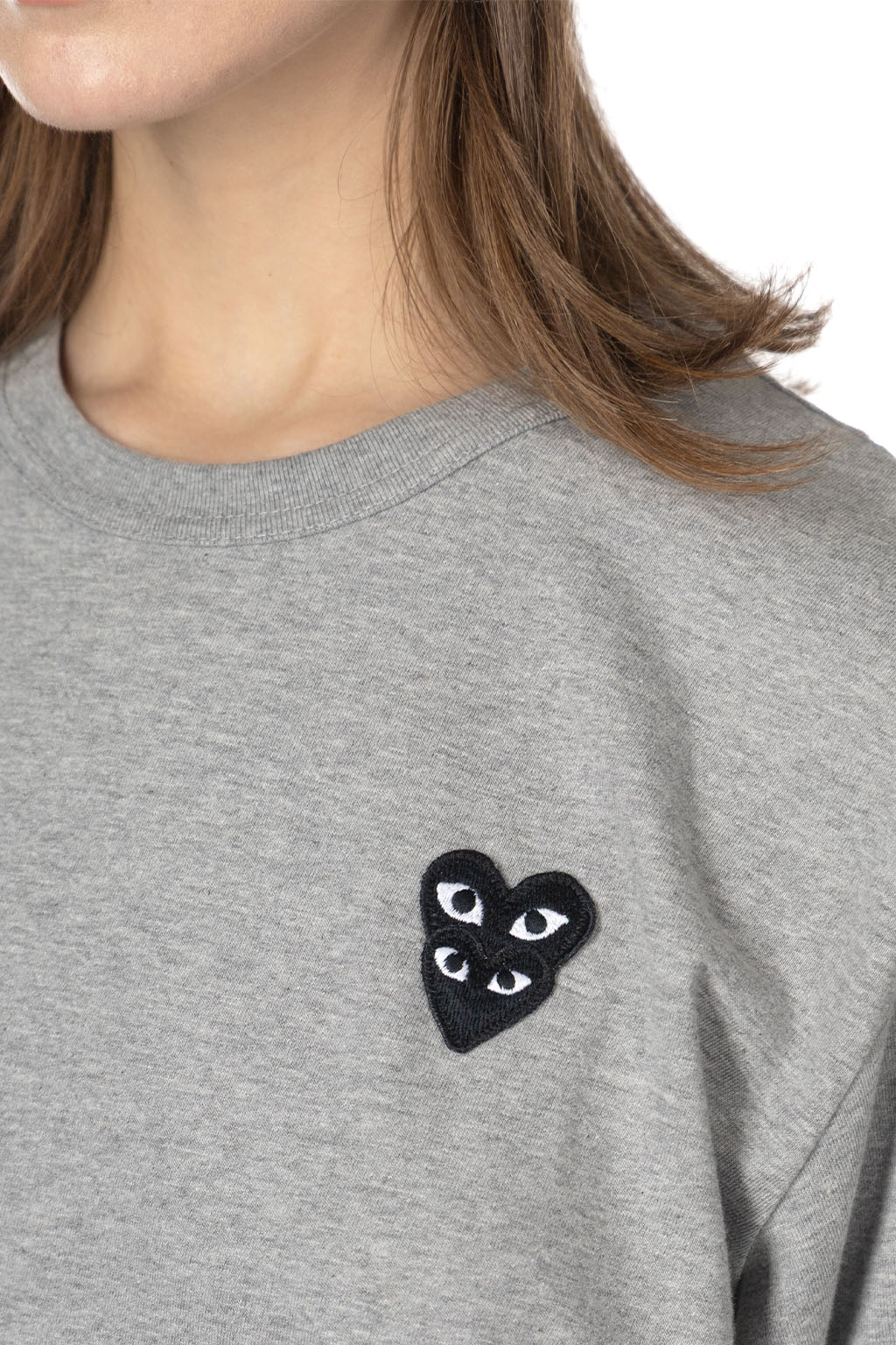 Comme Des Garcons Play Unisex Double Black Heart T-Shirt - Grey
