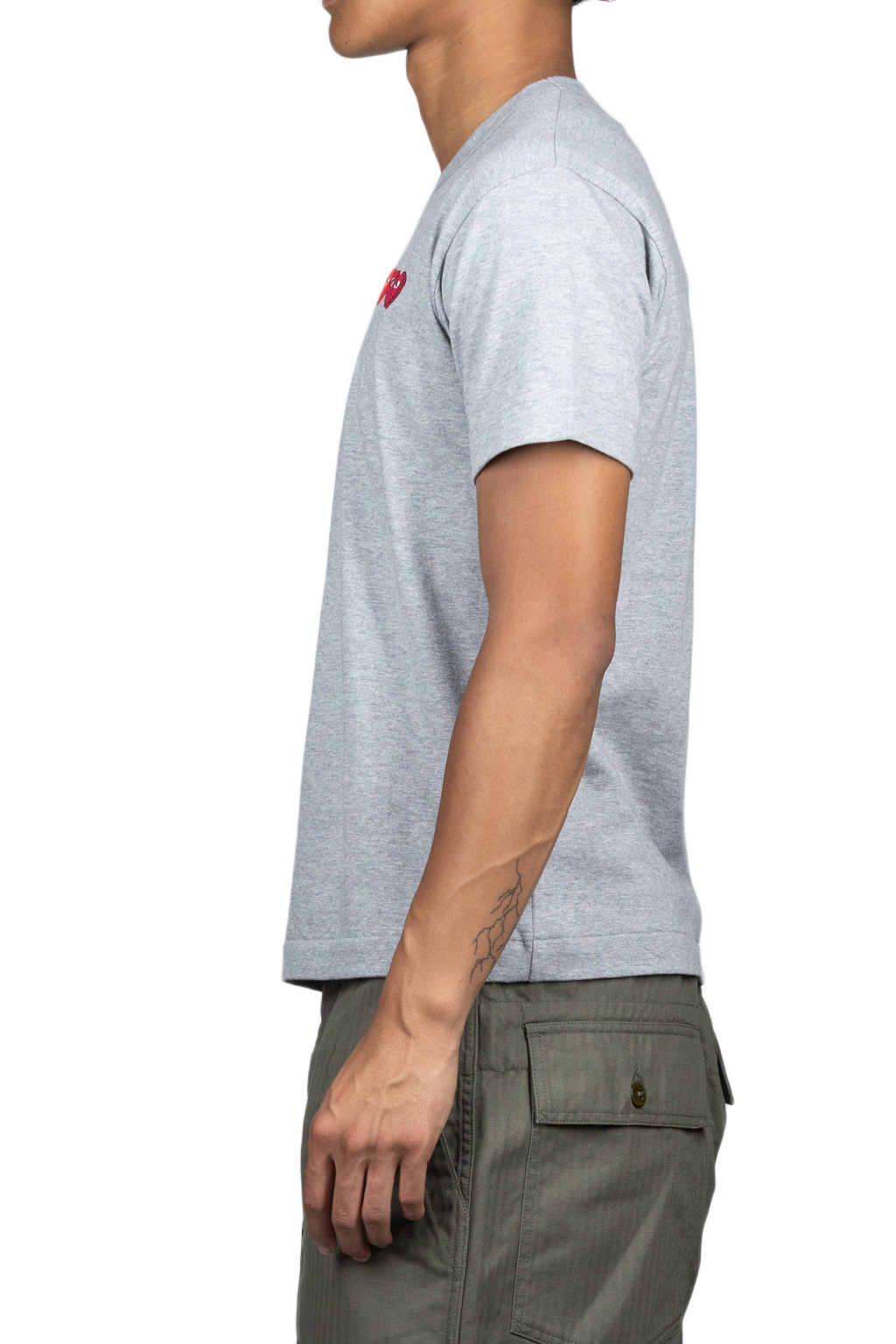 Comme Des Garcons Play Double Heart T-Shirt - Grey