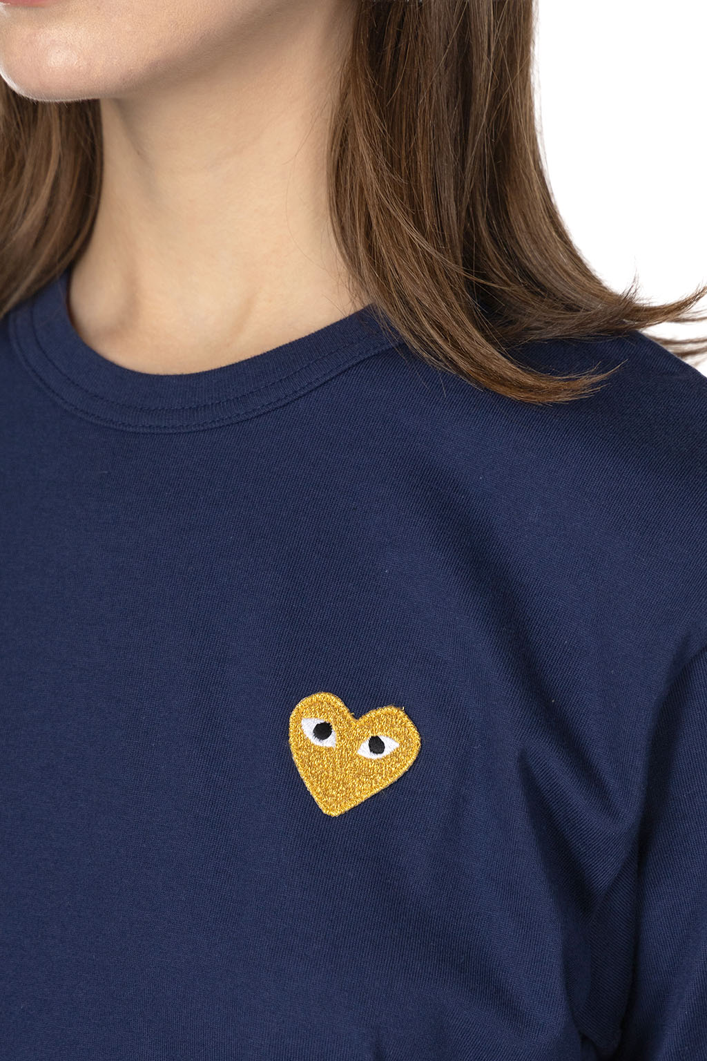 Comme Des Garcons Play UNISEX Gold Heart T-Shirt - Navy