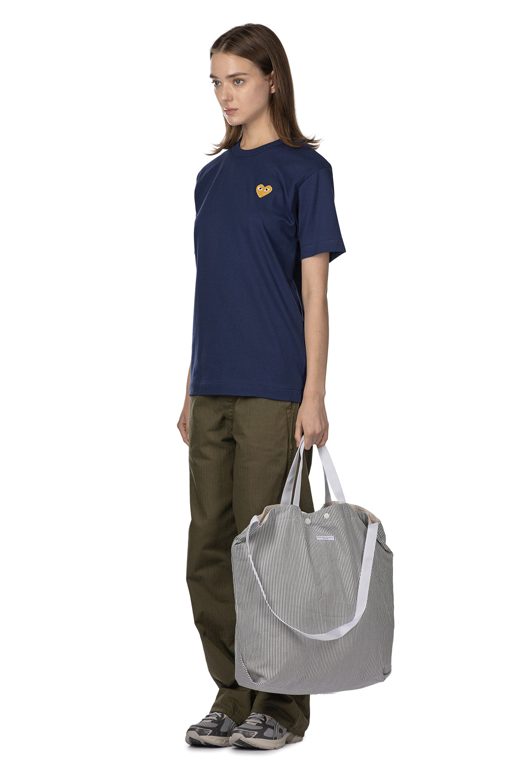 Comme Des Garcons Play UNISEX Gold Heart T-Shirt - Navy