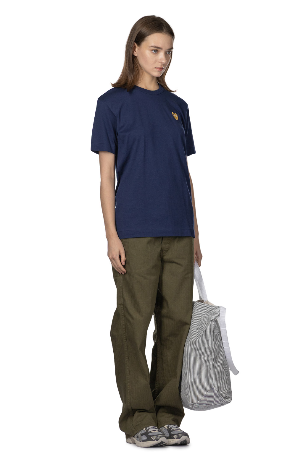 Comme Des Garcons Play UNISEX Gold Heart T-Shirt - Navy