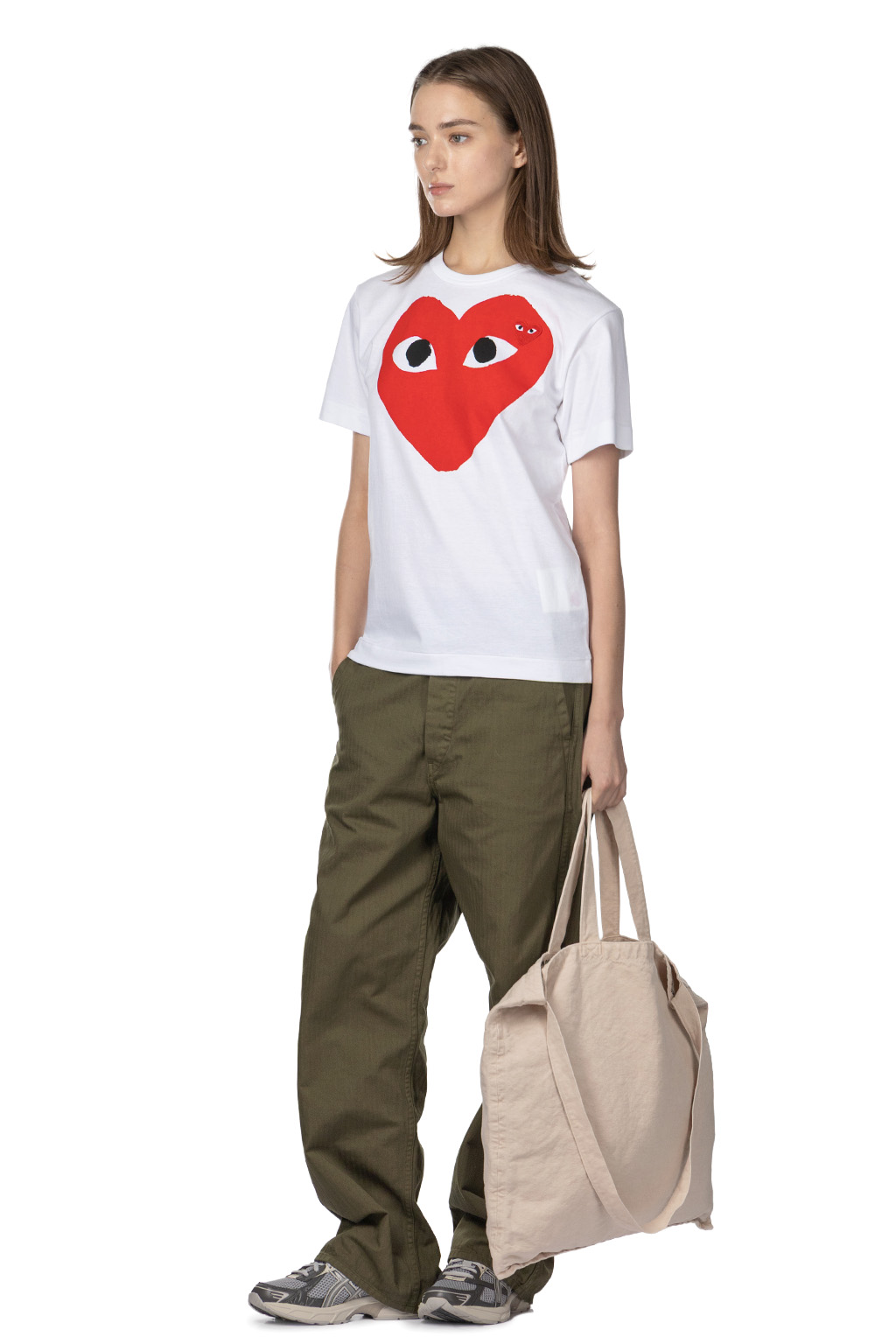 Comme Des Garcons Play Unisex Big x Small Red Heart T-Shirt - White