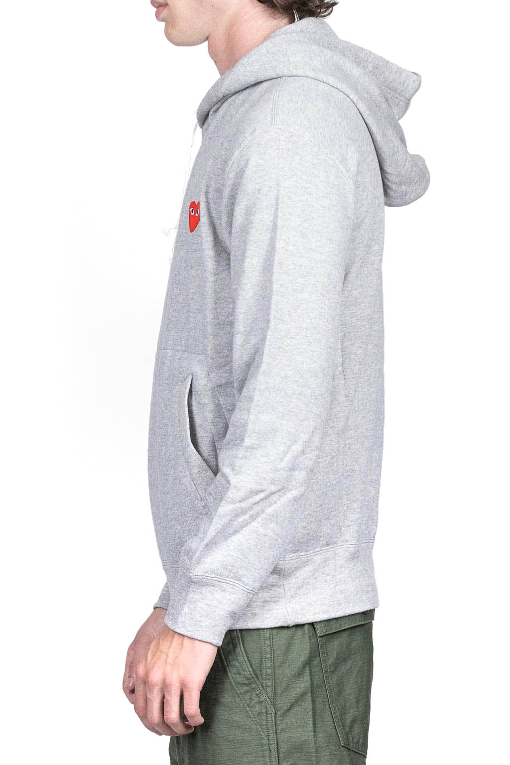 Comme Des Garcons Play Red Heart Hoodie - Grey