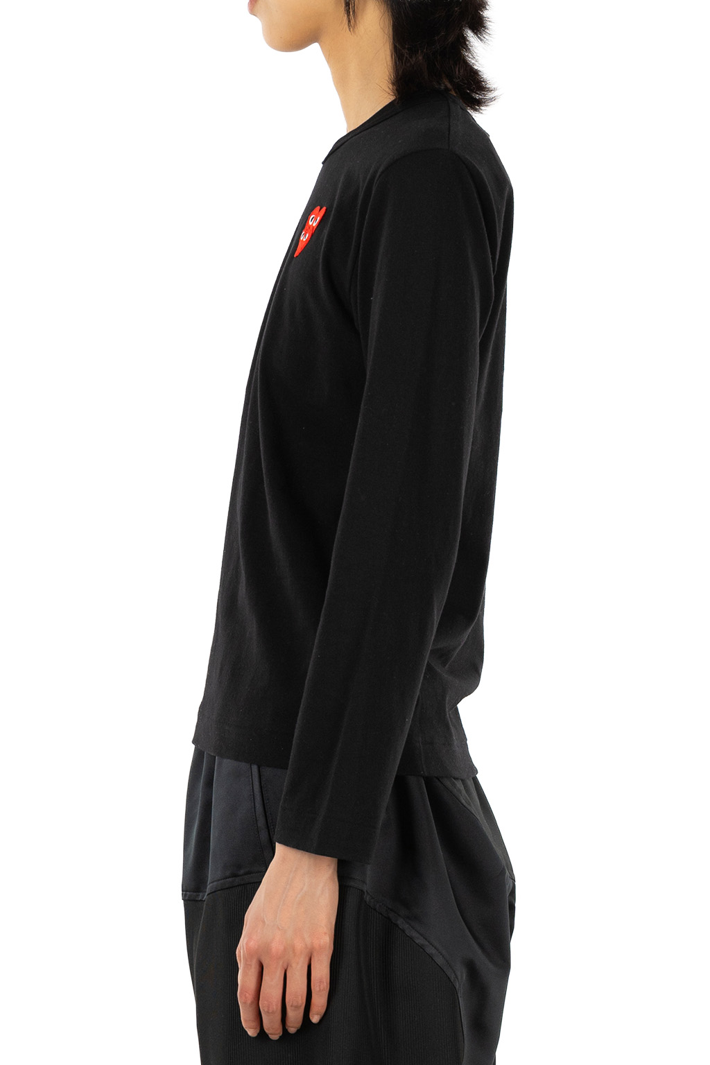 Comme Des Garcons Play - Unisex Double Red Heart LS T-Shirt - Black