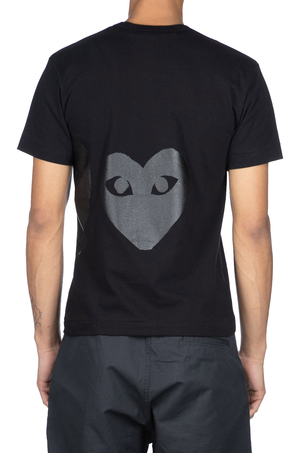 Comme Des Garcons Play - Men's Play Text Logo Heart T-Shirt- Black