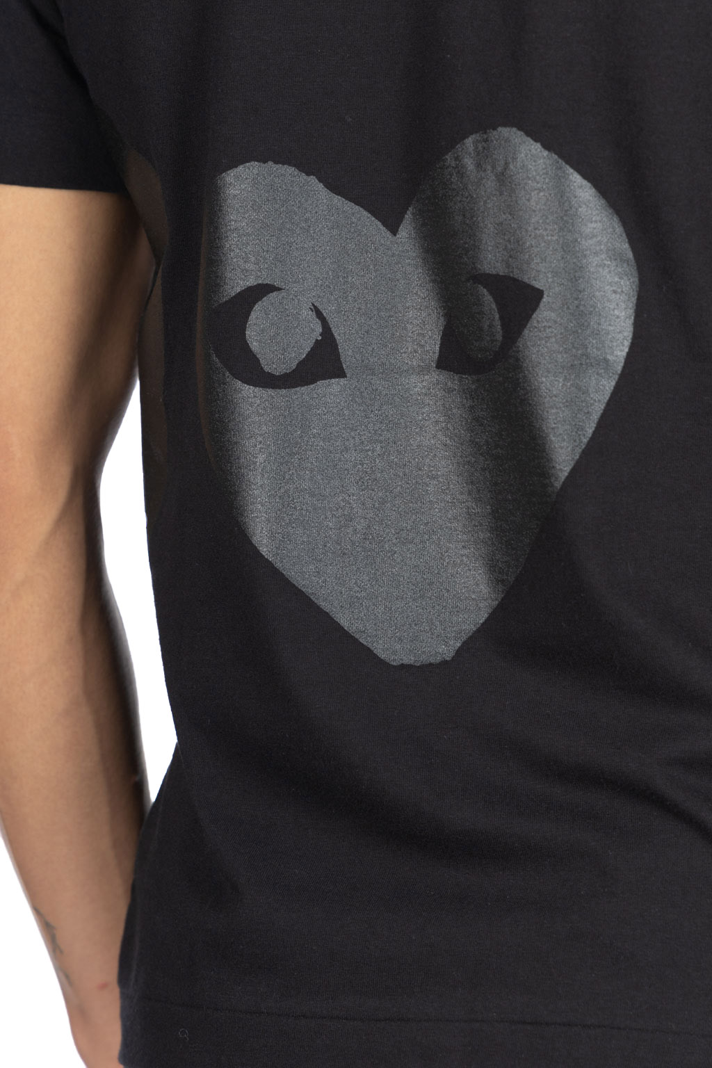 Comme Des Garcons Play - Men's Play Text Logo Heart T-Shirt- Black