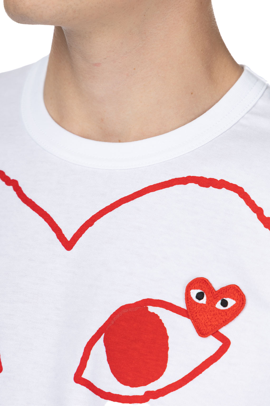 Comme Des Garcons Play - Men's Red Heart T-Shirt - White