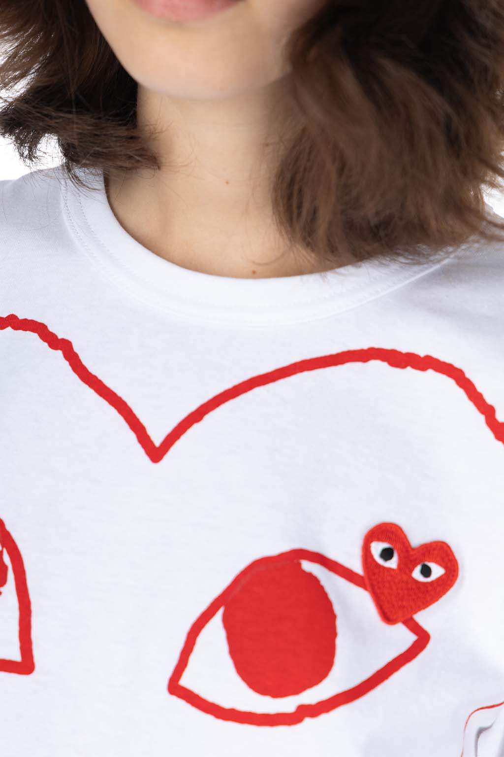 Comme Des Garcons Play - Men's Red Heart T-Shirt - White