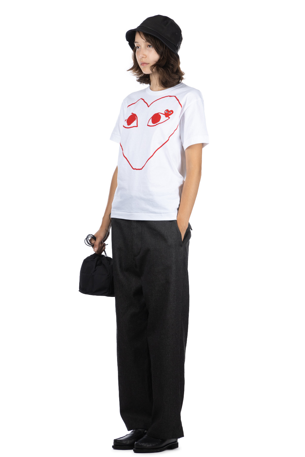 Comme Des Garcons Play - Men's Red Heart T-Shirt - White