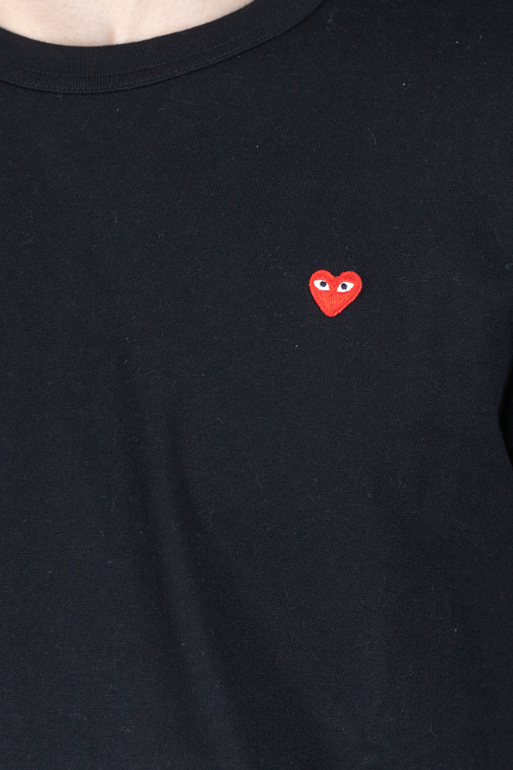 Comme Des Garcons Play Unisex Small Red Heart LS T-Shirt - Black