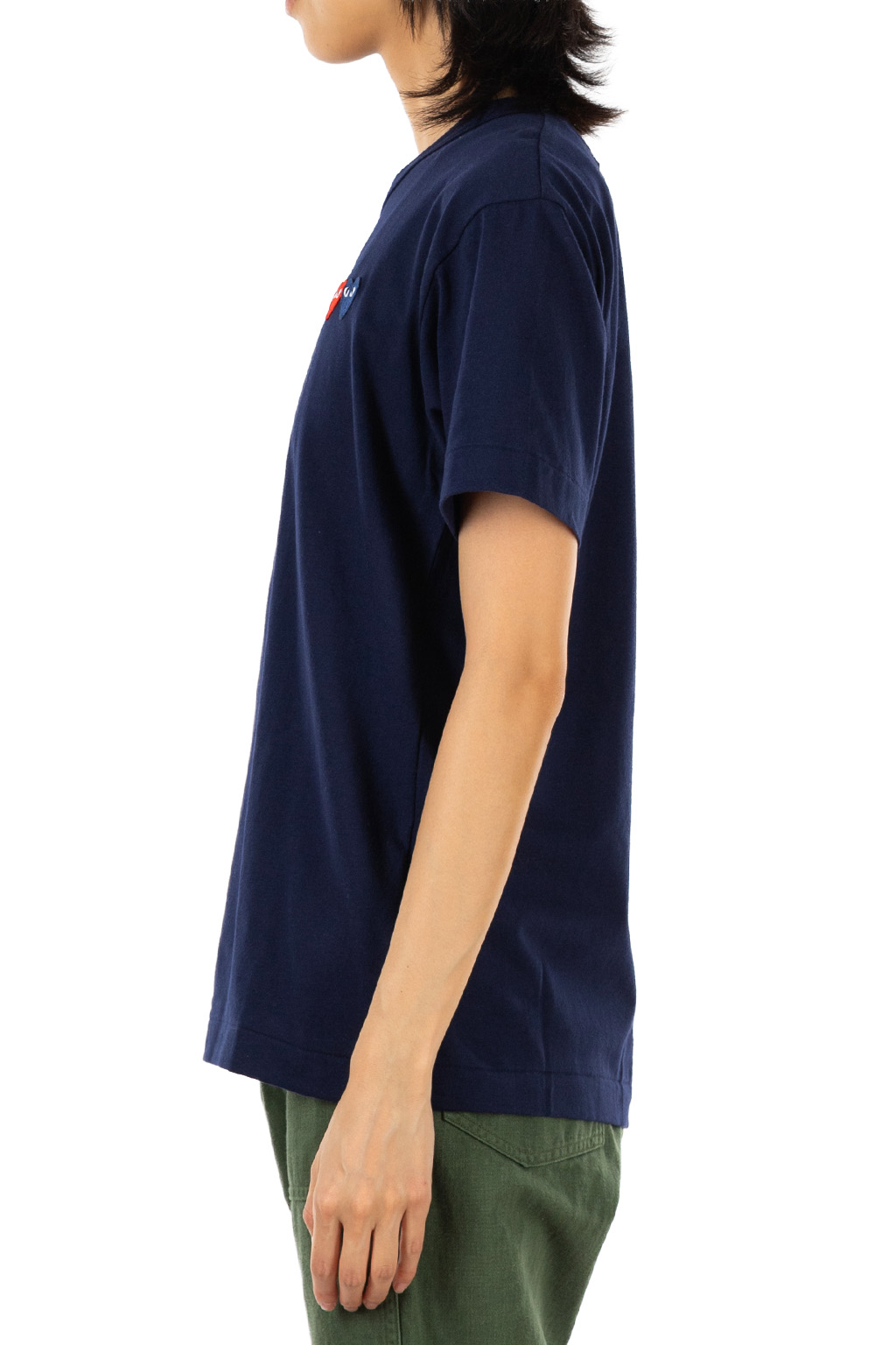 Comme Des Garcons Play - Men's Double Heart T-Shirt - Navy