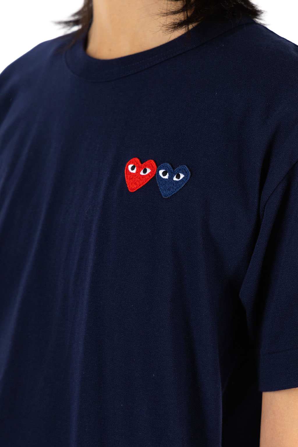 Comme Des Garcons Play - Men's Double Heart T-Shirt - Navy