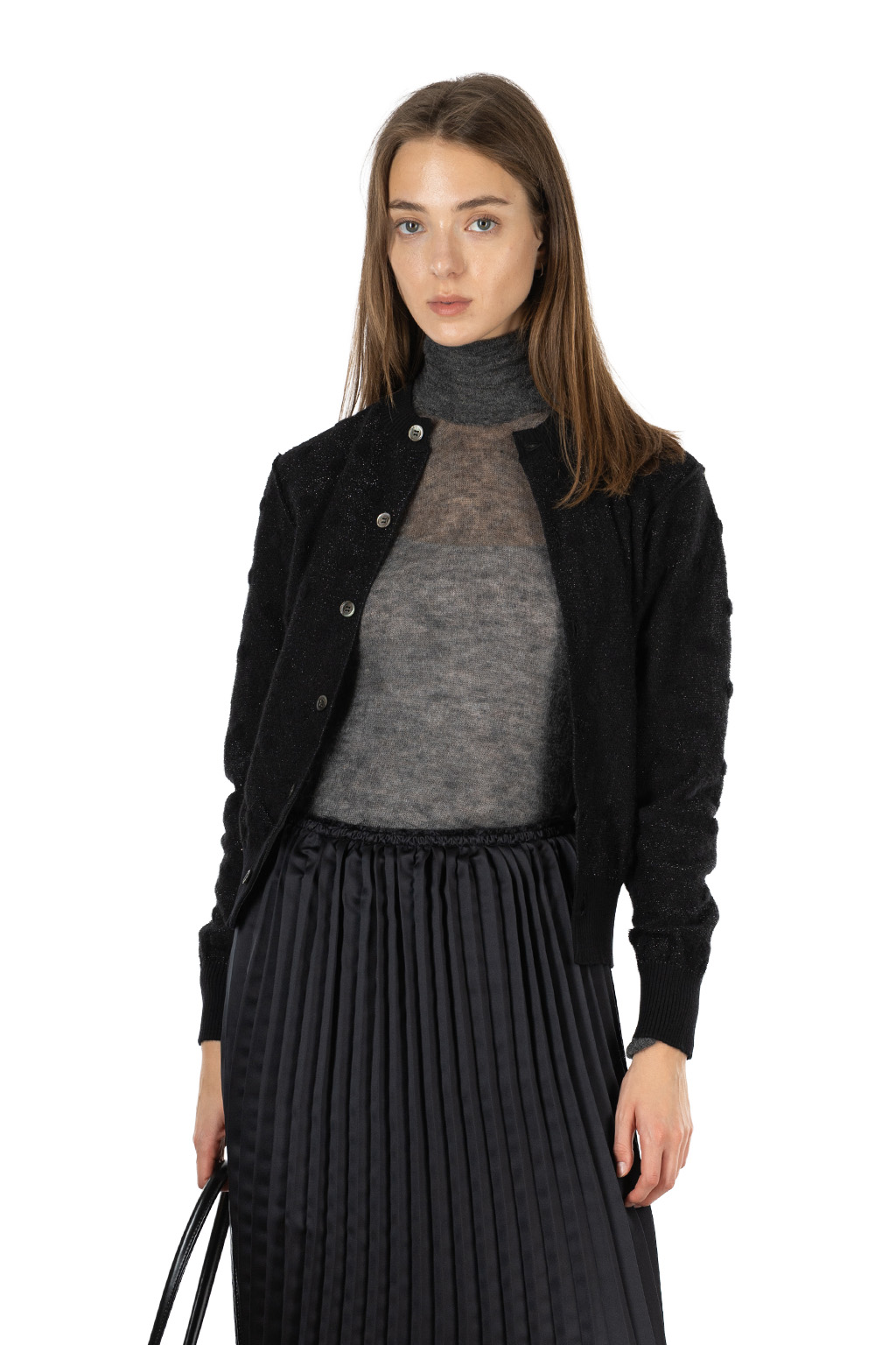 Comme Des Garcons TAO - Alpaca Blend Dot Jacquard Knitted Top - Black