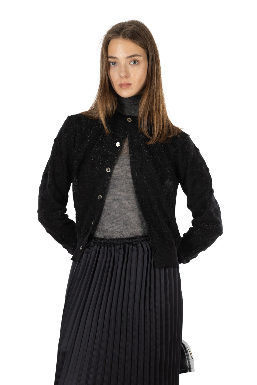 Comme Des Garcons TAO - Alpaca Blend Dot Jacquard Knitted Top - Black