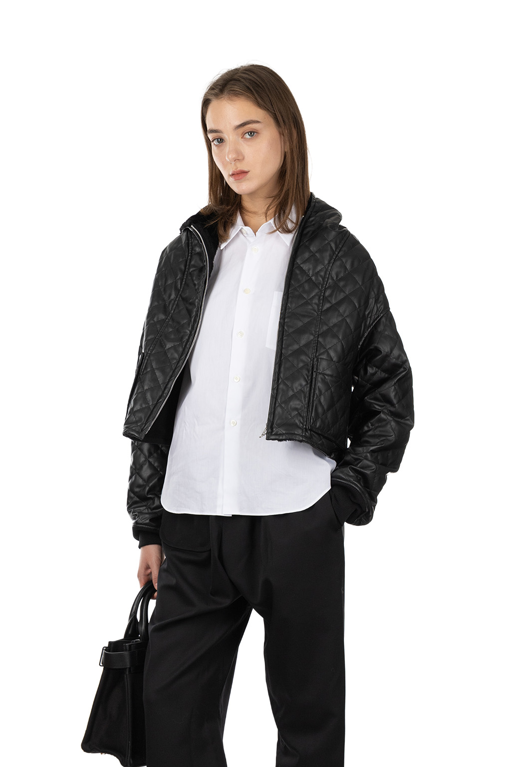Comme Des Garcons Comme Des Garcons  - Cropped Quilted Bomber Jacket - Black