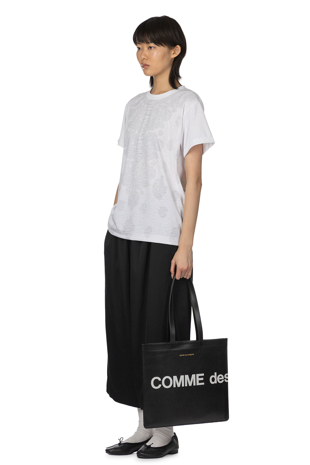Comme Des Garcons TAO - Polyester Jersey Print Top - White Grey