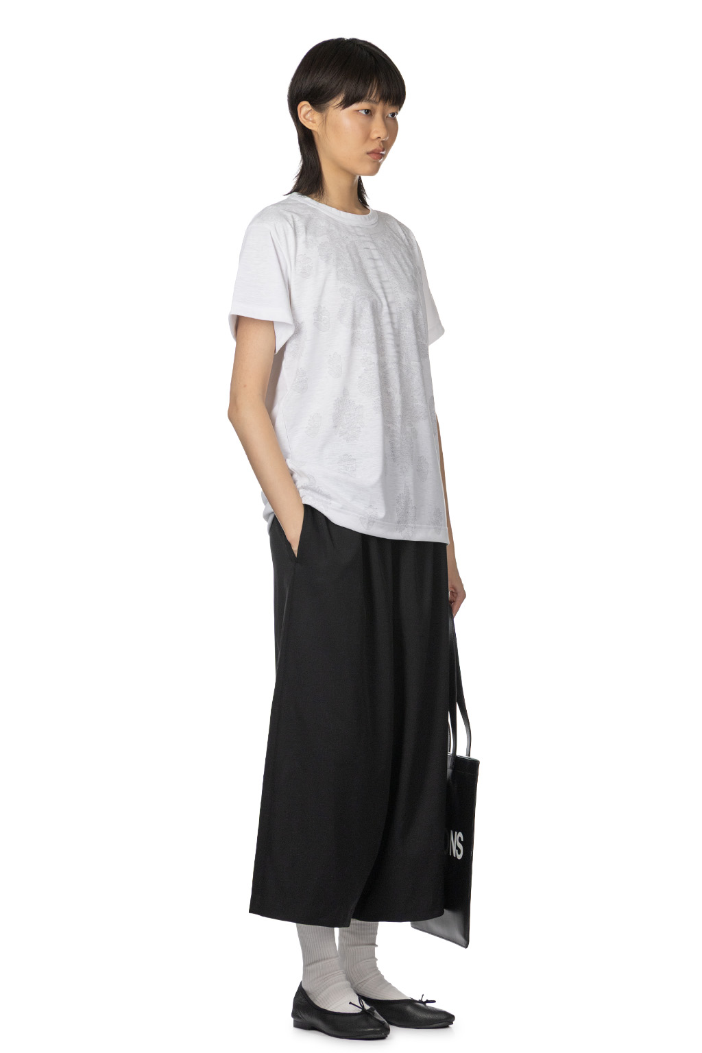 Comme Des Garcons TAO - Polyester Jersey Print Top - White Grey