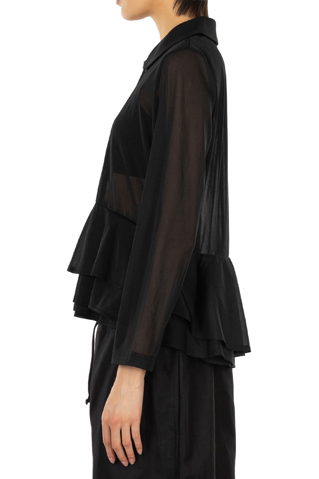 Comme Des Garcons TAO - Round Collar Peplum Blouse - Black