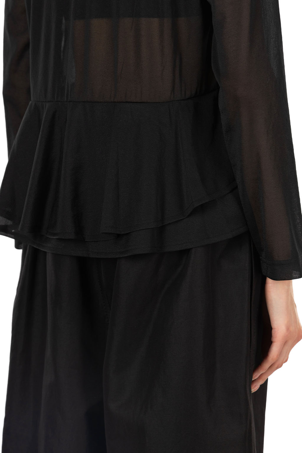 Comme Des Garcons TAO - Round Collar Peplum Blouse - Black