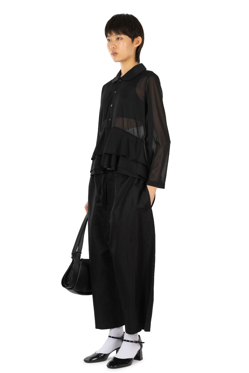 Comme Des Garcons TAO - Round Collar Peplum Blouse - Black