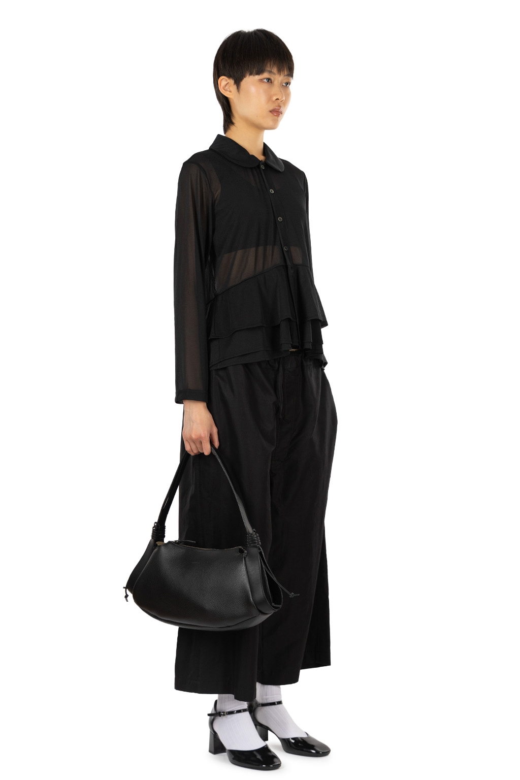 Comme Des Garcons TAO - Round Collar Peplum Blouse - Black